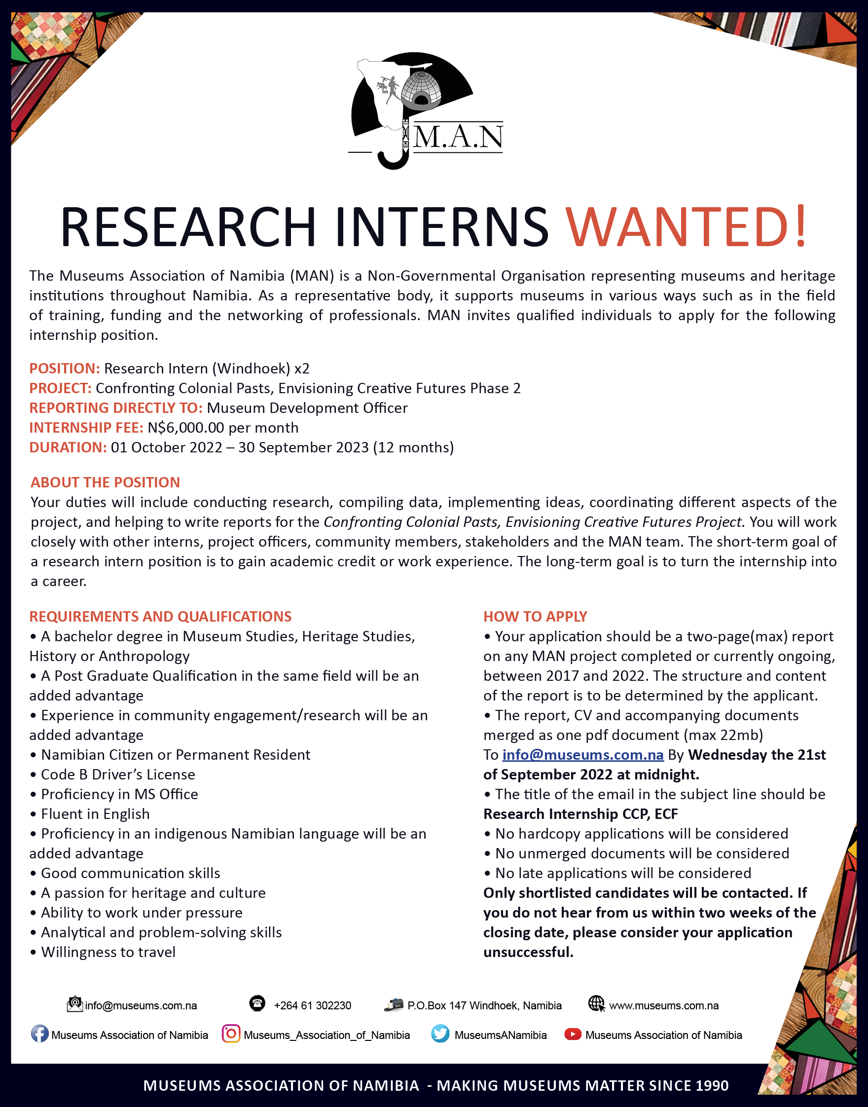 Research Interns Wanted 2022