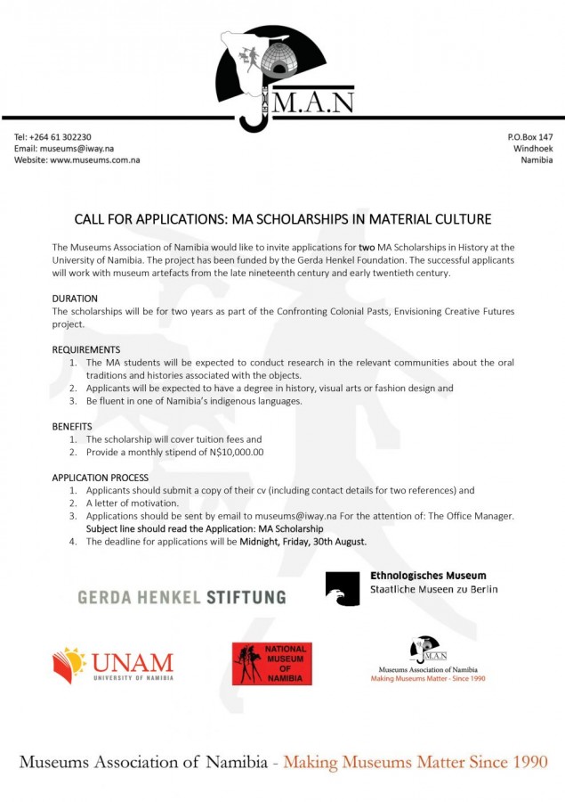 MA SCHOLARSHIPS IN MATERIAL CULTURE