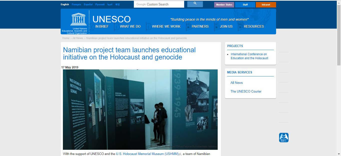 Screenshot UNESCO Website